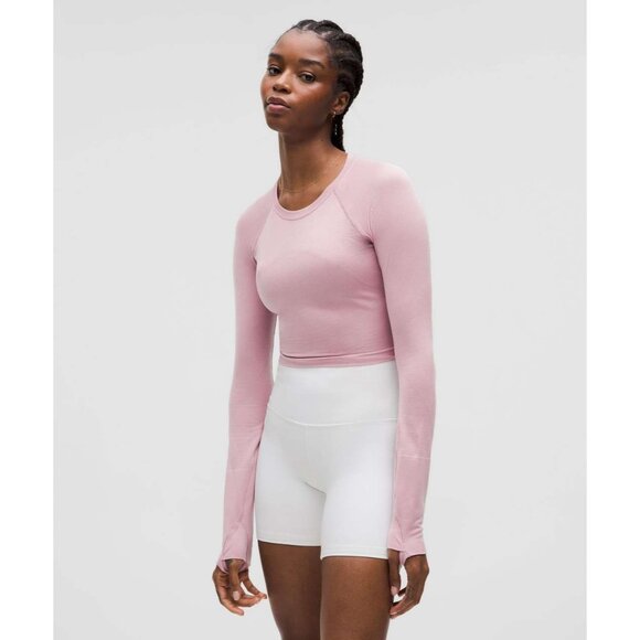 Lululemon Swiftly Tech Cropped Long-Sleeve Shirt 2.0 Rose Blush Size 18 Womens - Picture 1 of 2